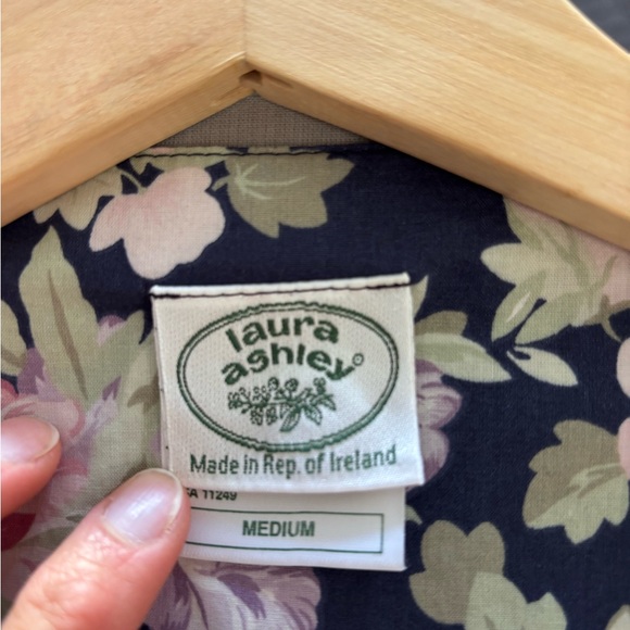 Vintage 90s Laura Ashley Floral Cotton Jumpsuit Pockets Made in Ireland Medium - Picture 6 of 10